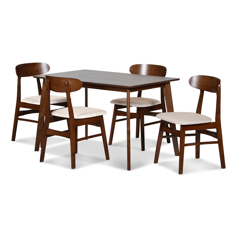 New Classic Furniture Morocco 5-Piece Mid-Century Wood Dining Set in Natural
