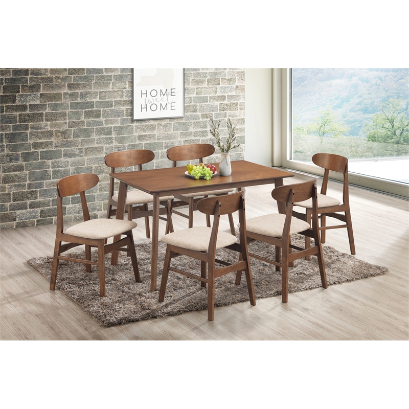 New Classic Furniture Morocco 7-Piece Mid-Century Wood Dining Set in Natural