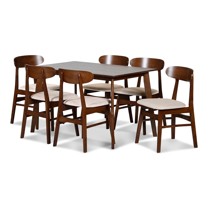 New Classic Furniture Morocco 7-Piece Mid-Century Wood Dining Set in Natural