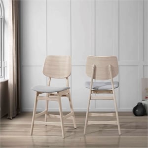 New Classic Furniture Oscar Wood Counter Dining Chairs in White Ash (Set of 2)