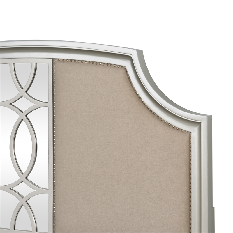 New Classic Furniture Reflections Wood Upholstered California King Bed in Silver