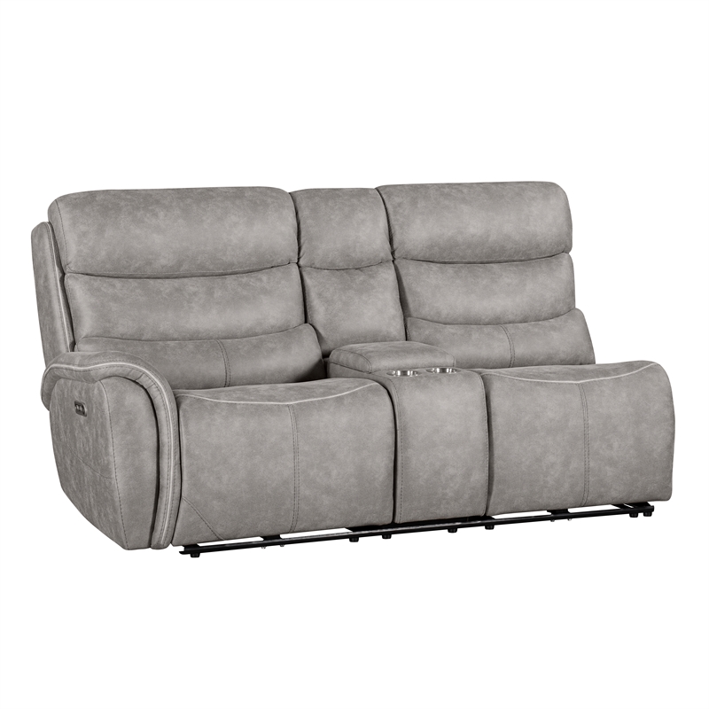New Classic Furniture Kamari 3-Piece Fabric Power Sectional Set in Gray