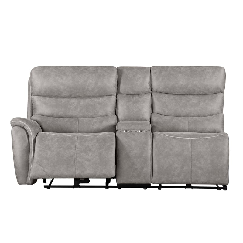 New Classic Furniture Kamari 3-Piece Fabric Power Sectional Set in Gray