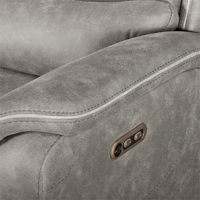 New Classic Furniture Kamari 3-Piece Fabric Power Sectional Set in Gray