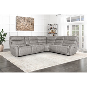 New Classic Furniture Kamari 3-Piece Fabric Power Sectional Set in Gray