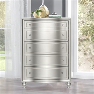 New Classic Furniture Reflections Wood 5-Drawer Chest in Silver