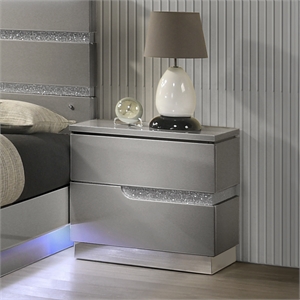 new classic furniture paradox glam wood 2-drawer nightstand in gray