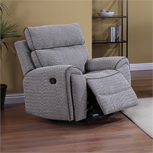 new classic furniture omni polyester fabric glider recliner in gray