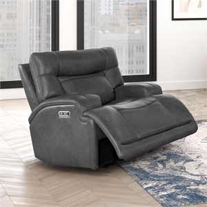 new classic furniture titan faux leather power glider recliner in gray