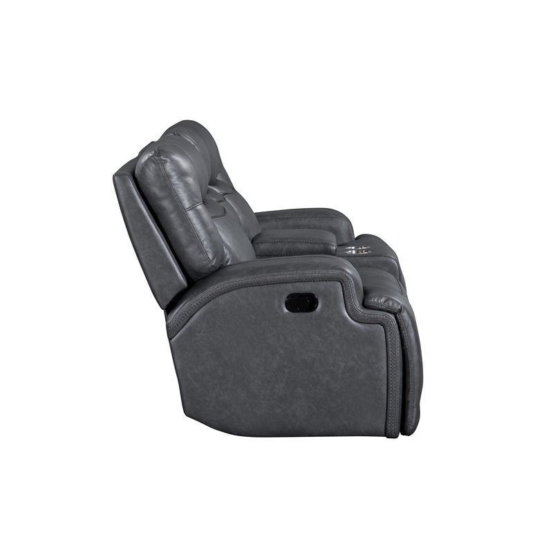 New Classic Furniture Titan Faux Leather Console Loveseat in Gray