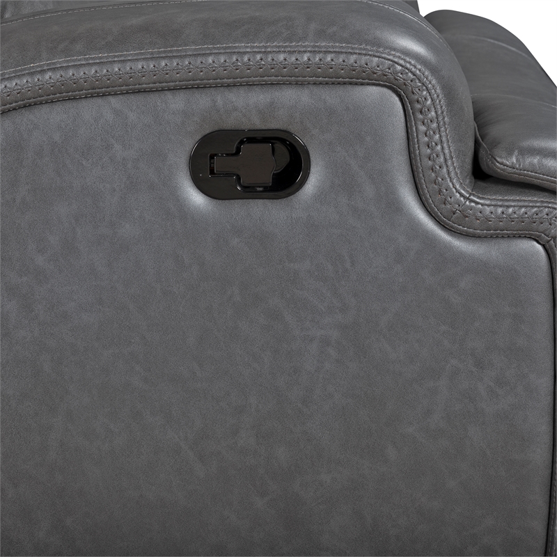 New Classic Furniture Titan Faux Leather Console Loveseat in Gray