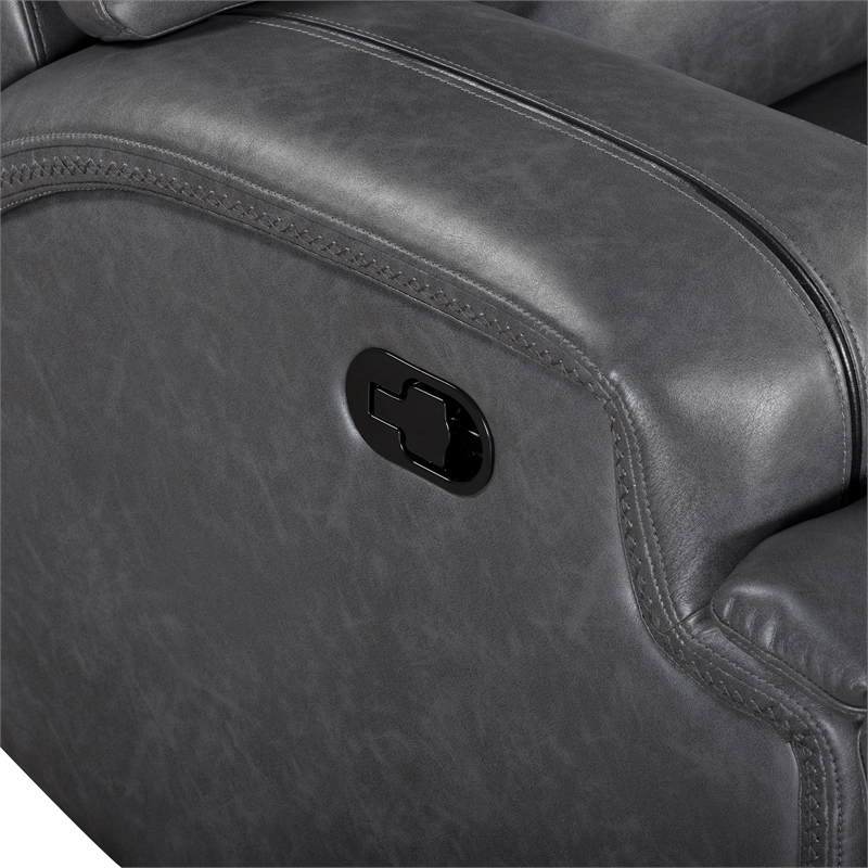 New Classic Furniture Titan Faux Leather Console Loveseat in Gray