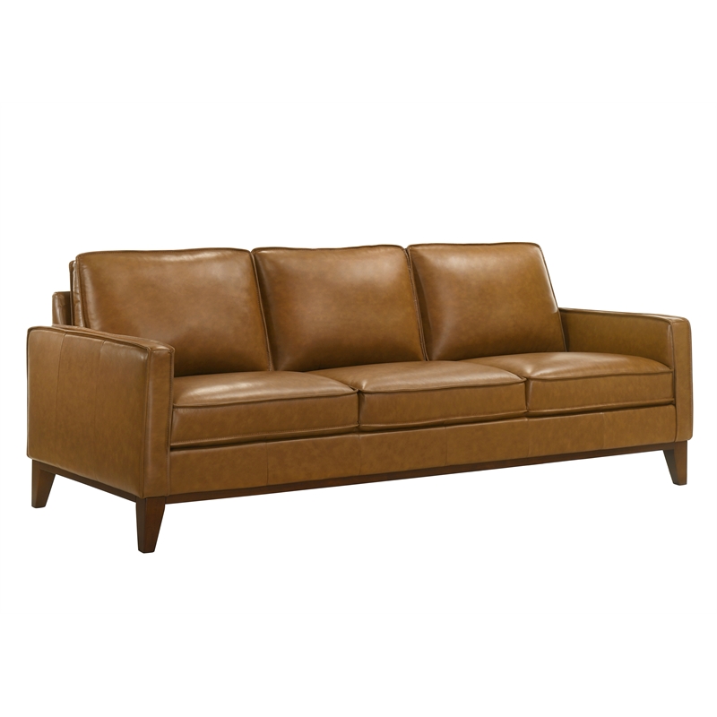 New Classic Furniture Caspar 3-Piece Leather Living Room Set in Caramel