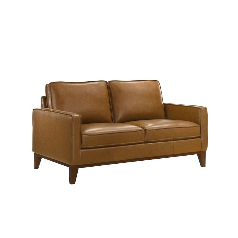 New Classic Furniture Caspar 3-Piece Leather Living Room Set in Caramel