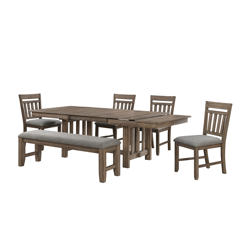 New Classic Furniture Harrisburg 6-Piece Wood Dining Set in Walnut