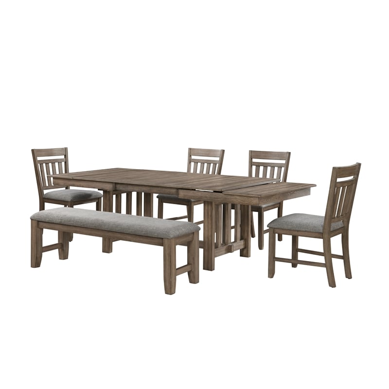New Classic Furniture Harrisburg 6-Piece Wood Dining Set in Walnut