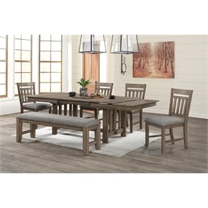 New Classic Furniture Harrisburg 6-Piece Wood Dining Set in Walnut