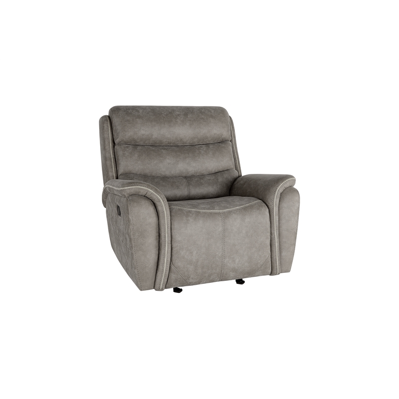 New Classic Furniture Kamari Fabric Manual Glider Recliner in Gray