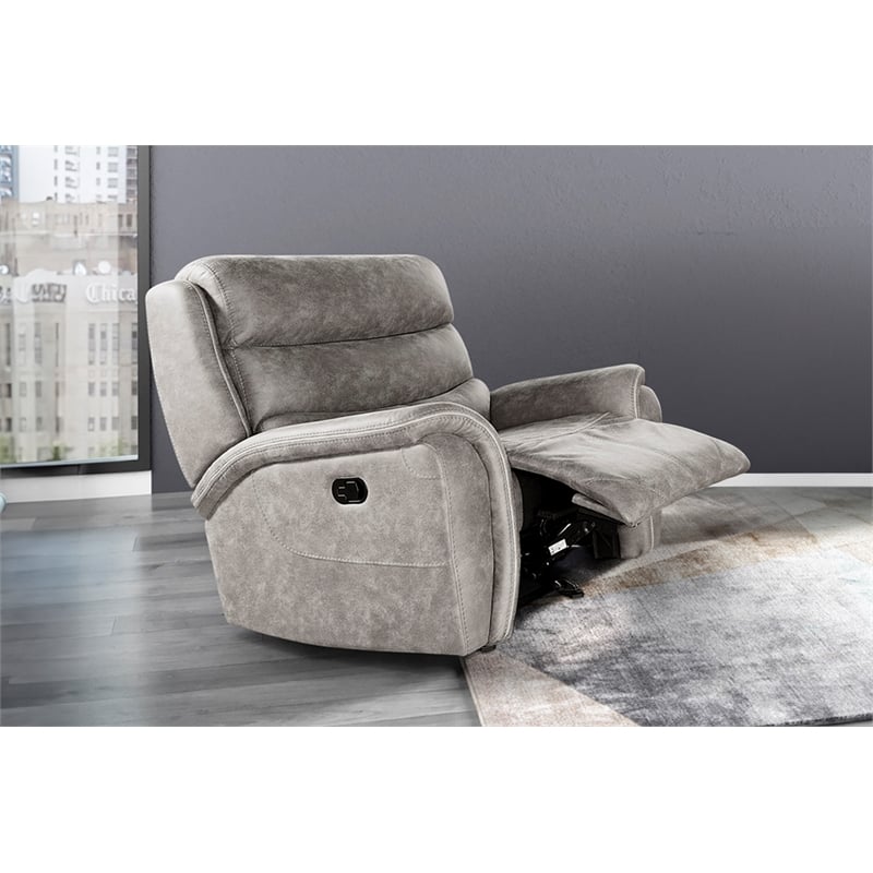 New Classic Furniture Kamari Fabric Manual Glider Recliner in Gray