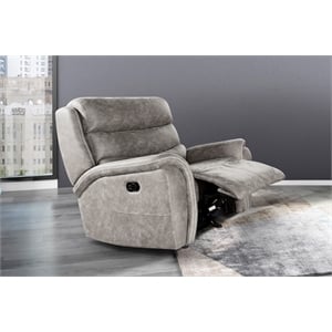 new classic furniture kamari fabric glider recliner in gray