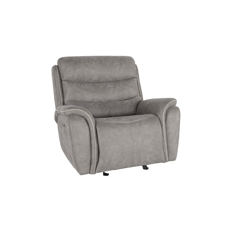 New Classic Furniture Kamari Fabric Power Glider Recliner in Gray