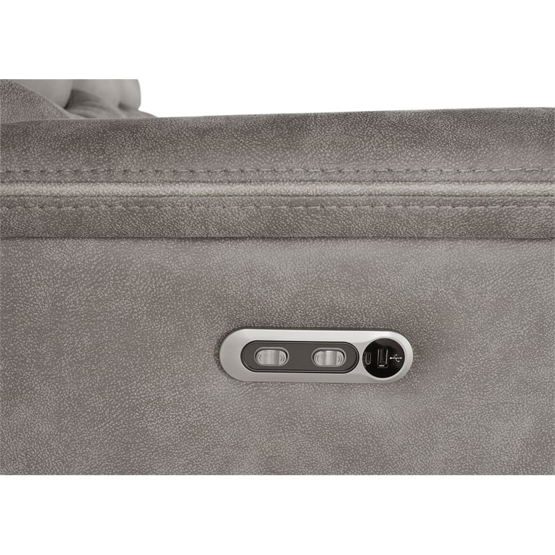 New Classic Furniture Kamari Fabric Power Glider Recliner in Gray