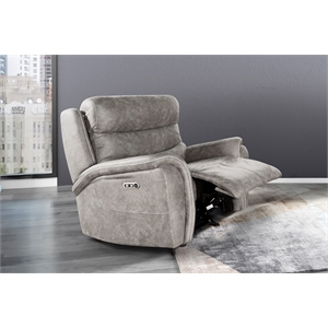 New Classic Furniture Kamari Fabric Power Glider Recliner in Gray