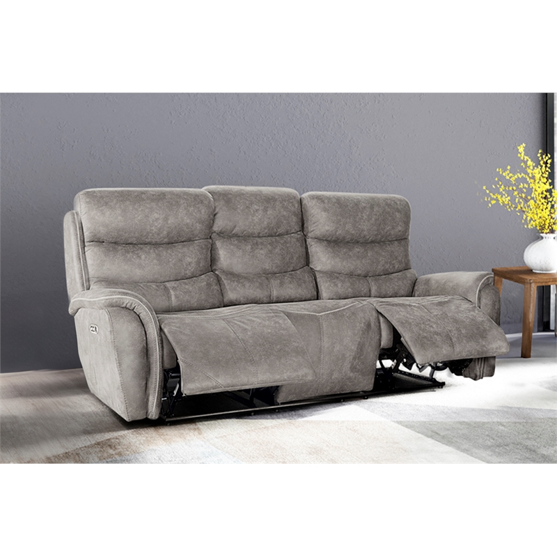 New Classic Furniture Kamari Fabric Power Reclining Sofa in Gray