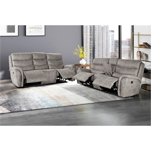 New Classic Furniture Kamari 2-Piece Fabric Manual Living Room Set in Gray