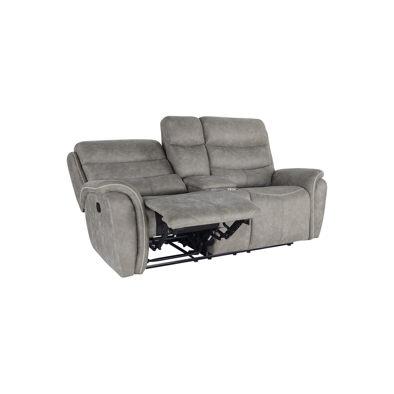 New Classic Furniture Kamari 3-Piece Fabric Manual Living Room Set in Gray