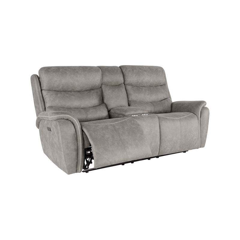 New Classic Furniture Kamari 3-Piece Fabric Power Living Room Set in Gray