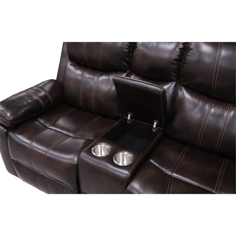 New Classic Furniture Kellen 2-Piece Faux Leather Manual Living Room Set - Brown