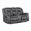 New Classic Furniture Morello Fabric Console Loveseat w/ Dual Recliners in Gray