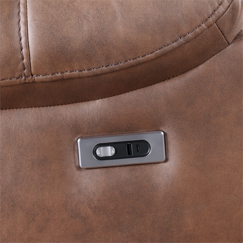 New Classic Furniture Morello Fabric Console Loveseat w/ Power Footrest in Brown