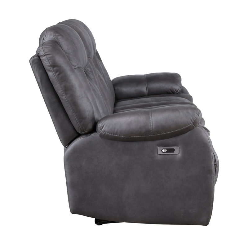 New Classic Furniture Morello Fabric Sofa with Power Footrest in Gray
