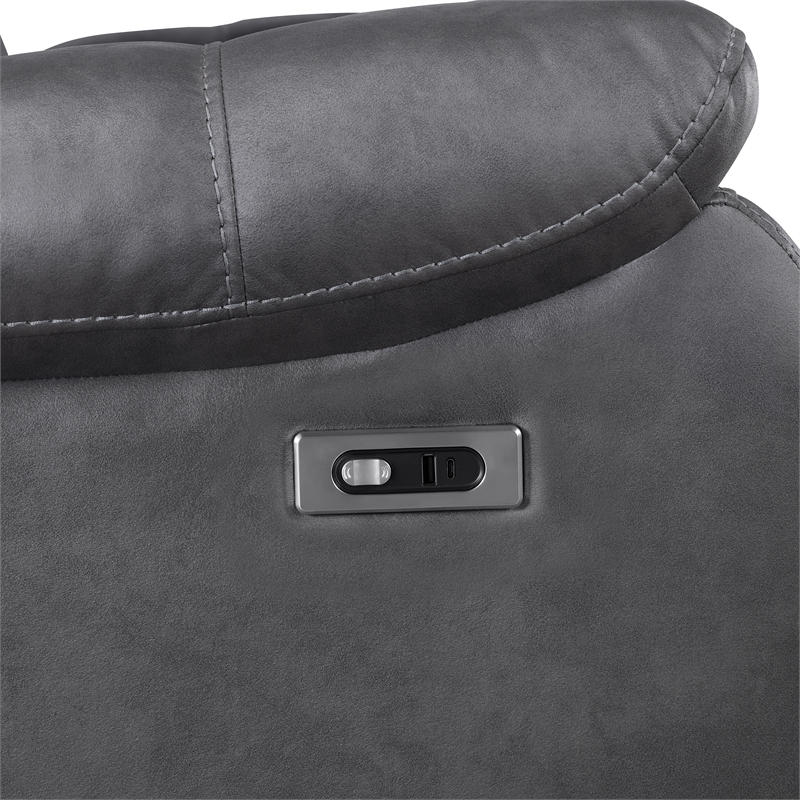 New Classic Furniture Morello Fabric Sofa with Power Footrest in Gray