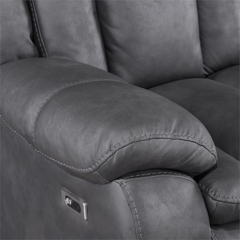 New Classic Furniture Morello Fabric Sofa with Power Footrest in Gray