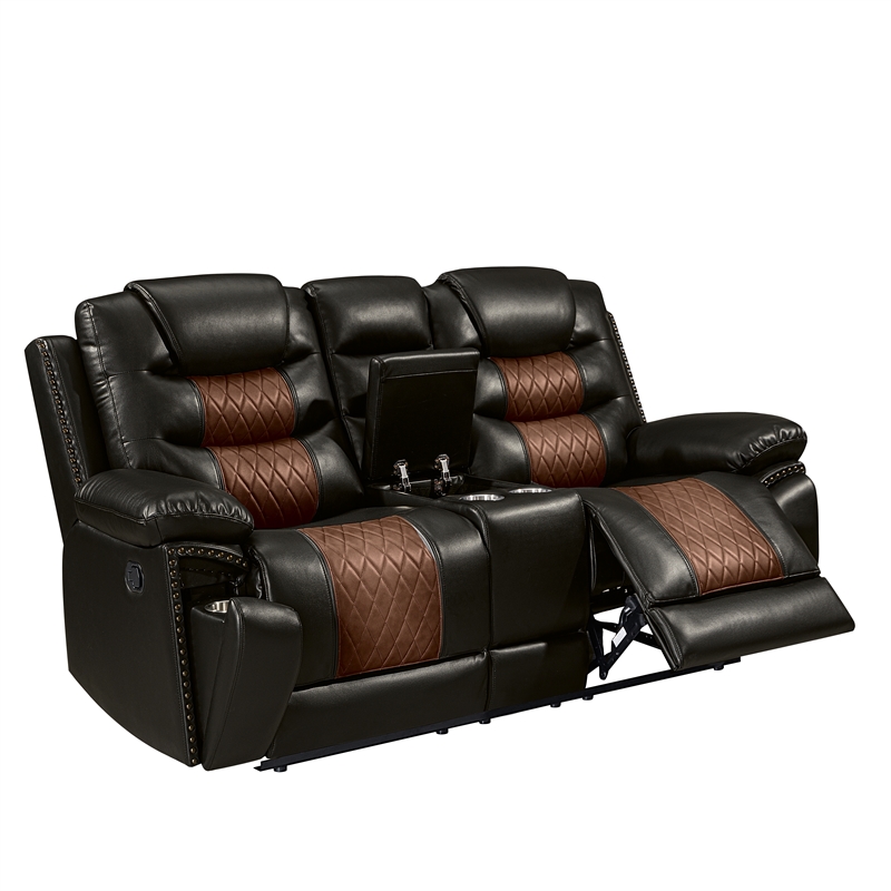 New Classic Furniture Nikko 3-Piece Faux Leather Manual Living Room Set in Brown
