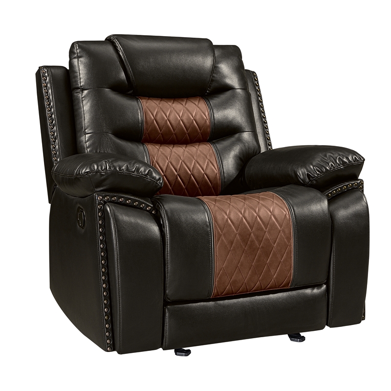 New Classic Furniture Nikko 3-Piece Faux Leather Manual Living Room Set in Brown
