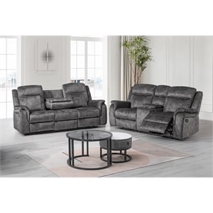 New Classic Furniture Park City 2-Piece Fabric Manual Living Room Set in Slate