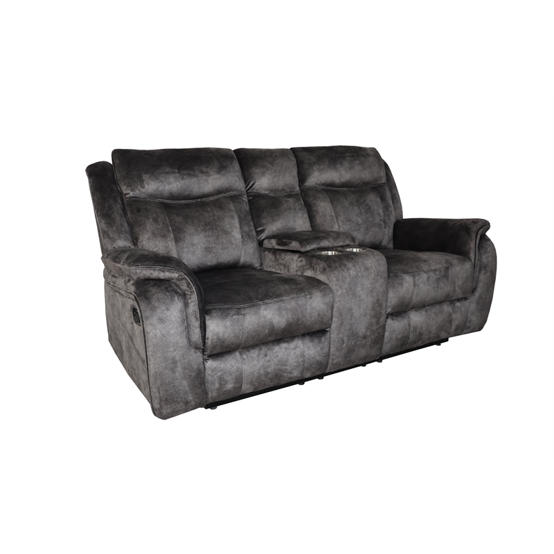 New Classic Furniture Park City 3-Piece Fabric Manual Living Room Set in Slate