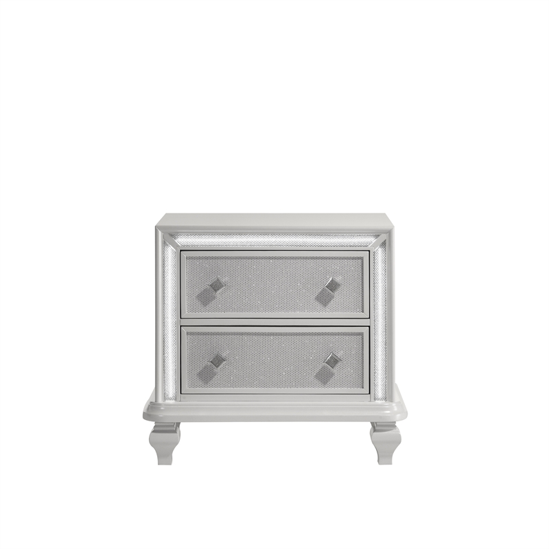 New Classic Furniture Stardust Wood 2-Drawer Nightstand in White