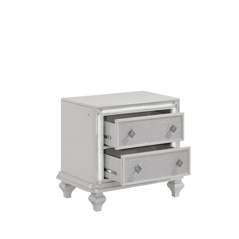New Classic Furniture Stardust Wood 2-Drawer Nightstand in White