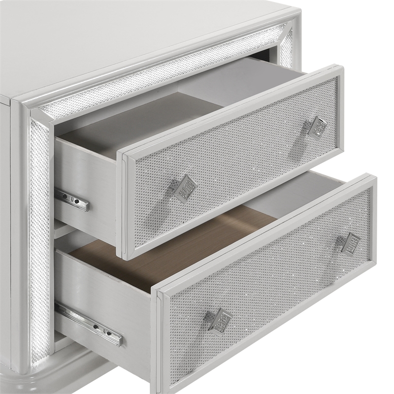 New Classic Furniture Stardust Wood 2-Drawer Nightstand in White