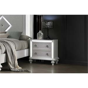 New Classic Furniture Stardust Wood 2-Drawer Nightstand in White