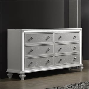 new classic furniture stardust wood 6-drawer dresser in white