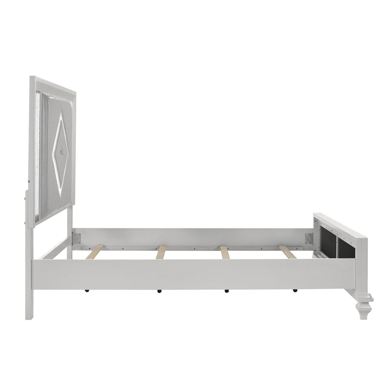 New Classic Furniture Stardust Solid Wood Queen Upholstered Bed in White