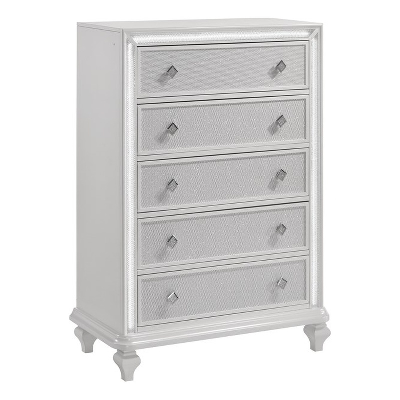 New Classic Furniture Stardust  Wood 5-Drawer Chest in White