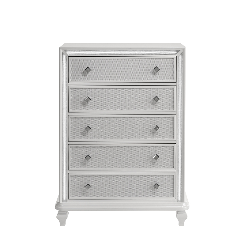 New Classic Furniture Stardust  Wood 5-Drawer Chest in White