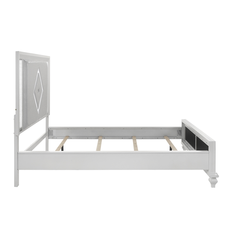 New Classic Furniture Stardust Solid Wood Cal King Upholstered Bed in White
